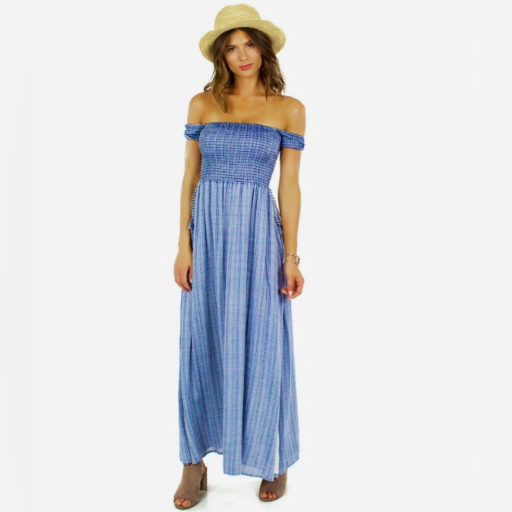Band of Gypsies Blue Strapless Dress